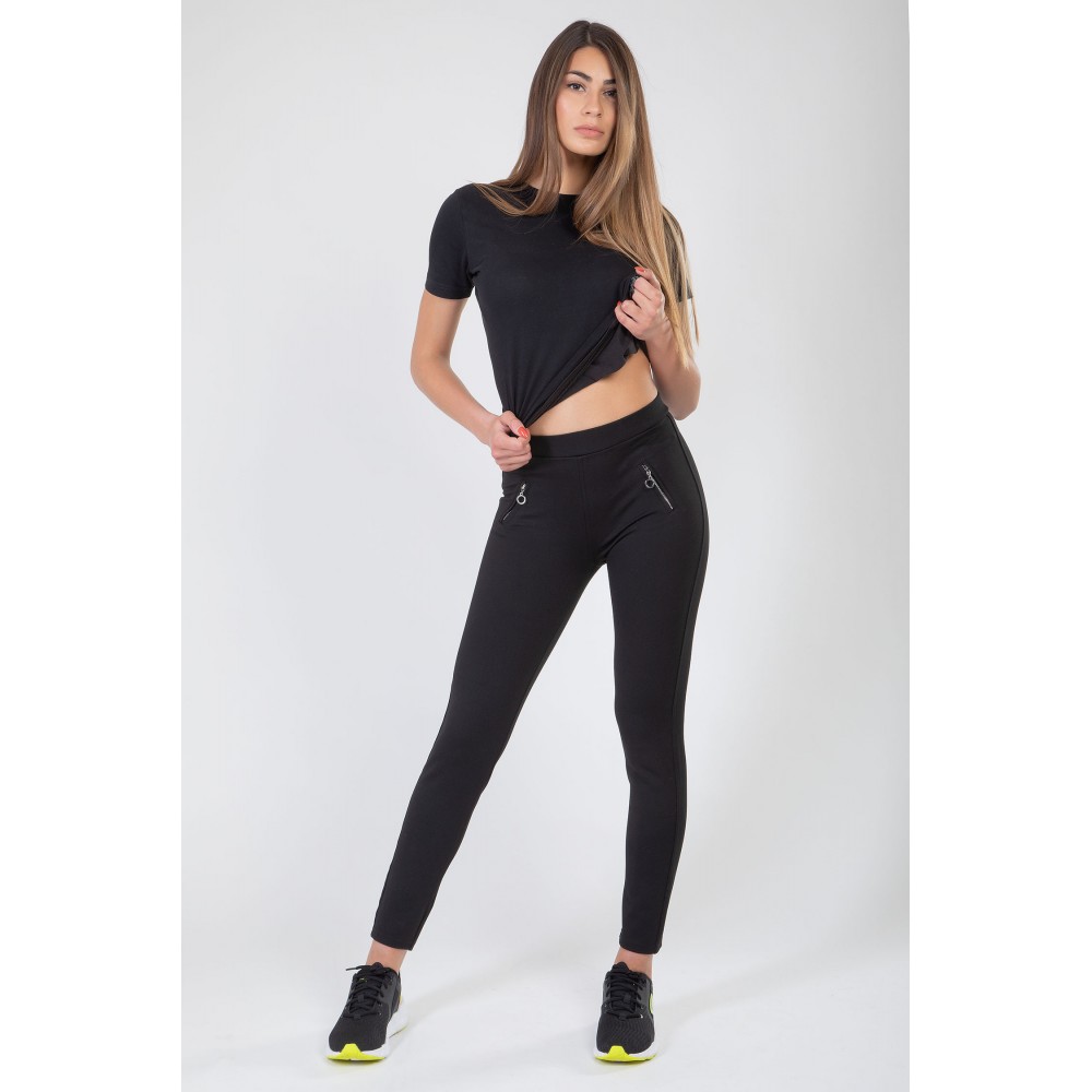 Leggings donna con zip Taglia S Colore Nero