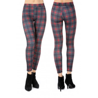 Leggings donna red tartan