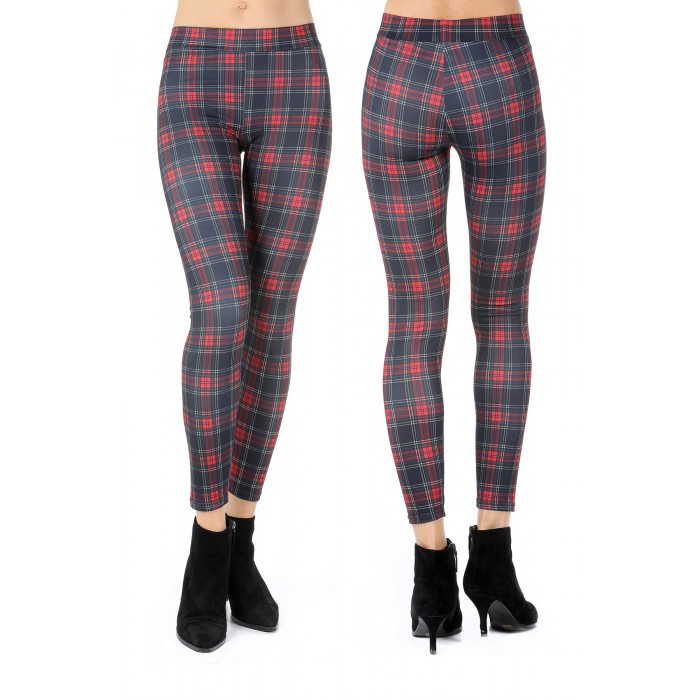 Leggings donna red tartan